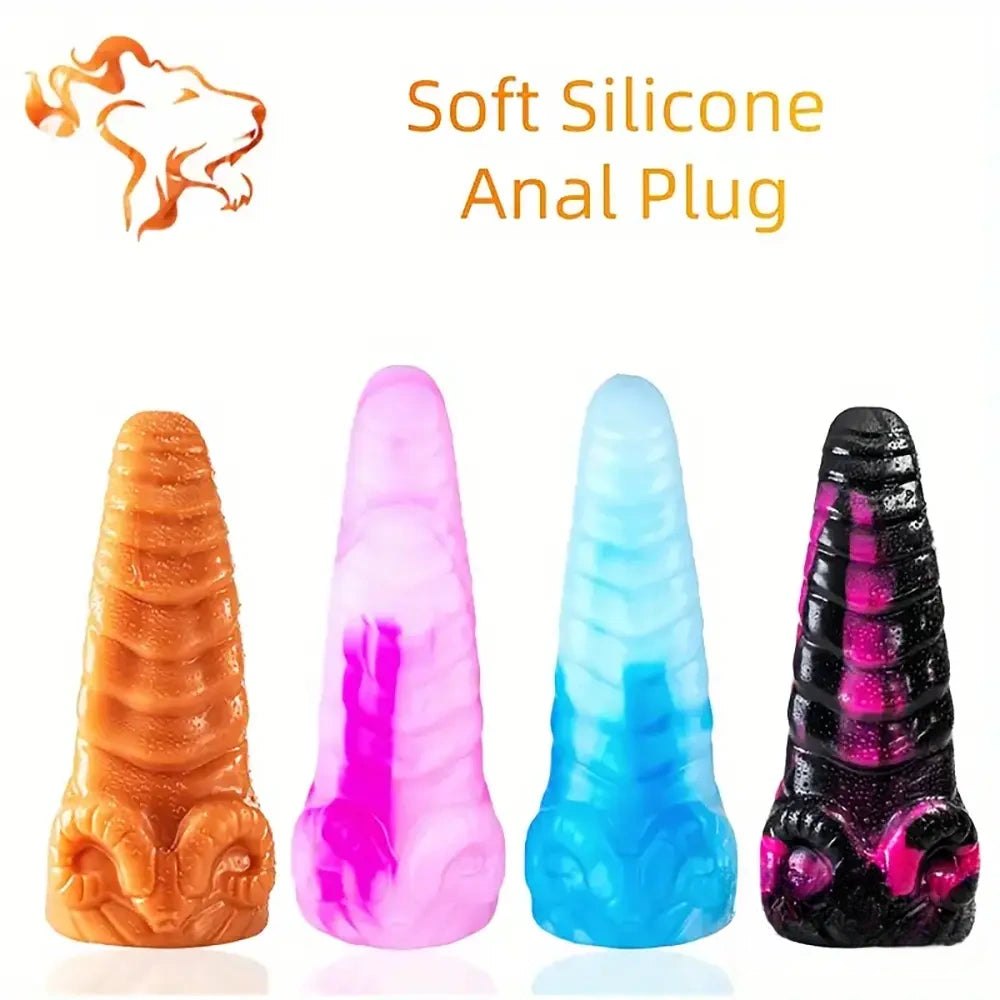 10.2in Ribbed Silicone Anal Plug - Dragon Dildo Style