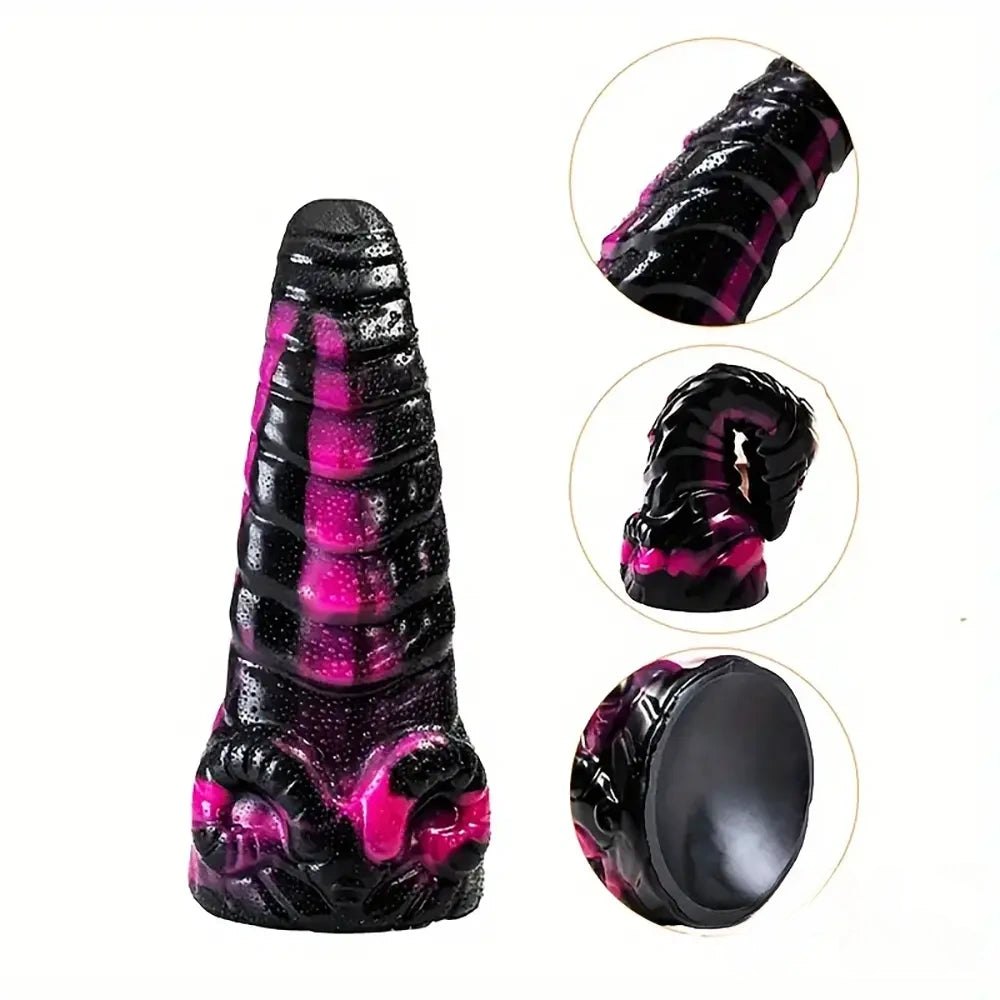 10.2in Ribbed Silicone Anal Plug - Dragon Dildo Style