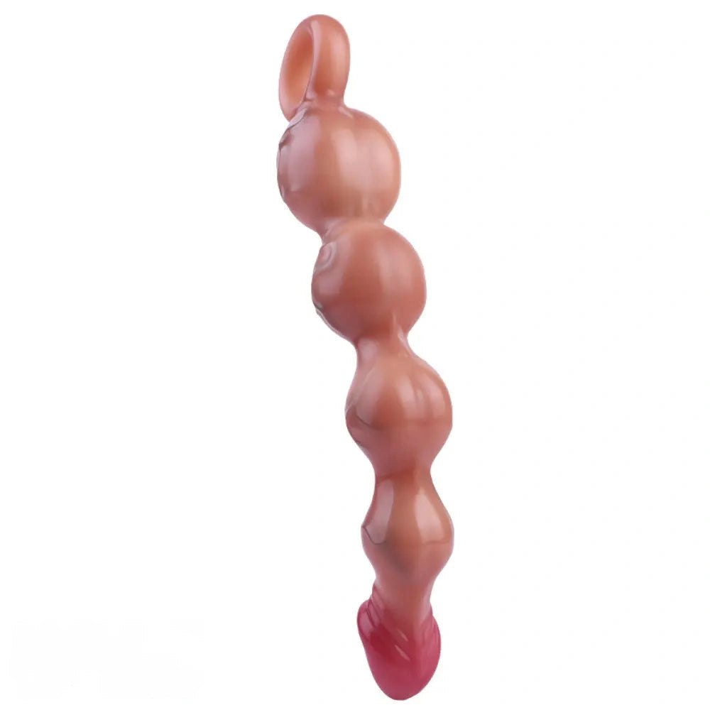 10.8in Pull Bead Anal Dildo - Silicone Beaded Anal Dildo