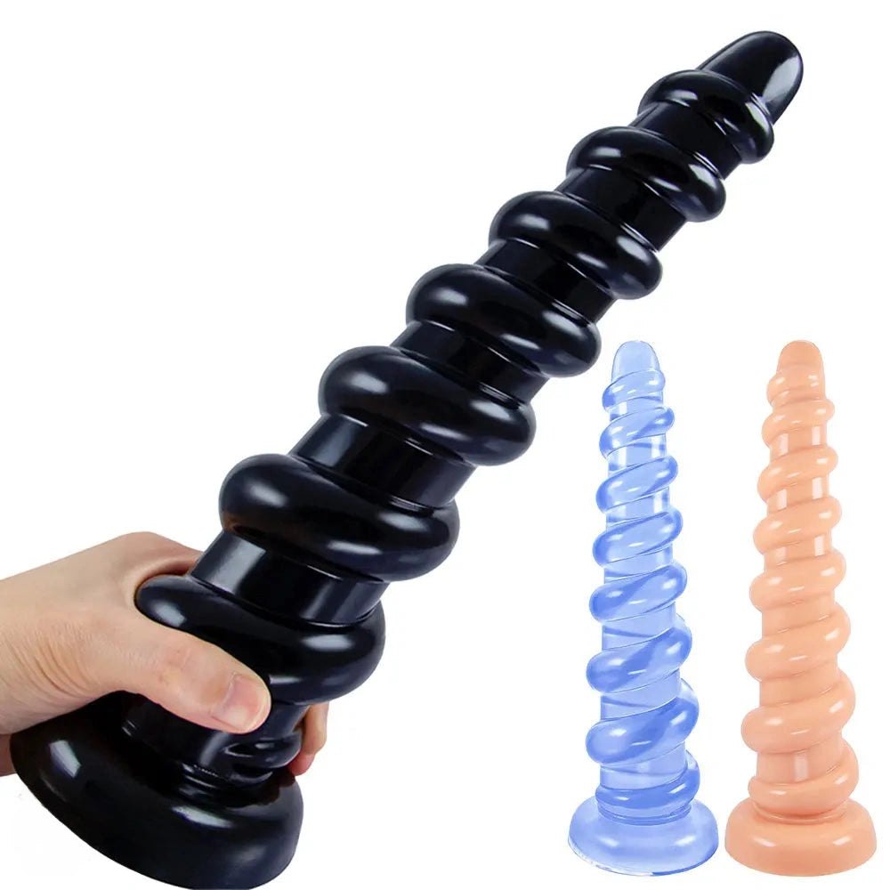 10.8in Ribbed PVC Anal Dildo - Suction Cup Anal Dildo