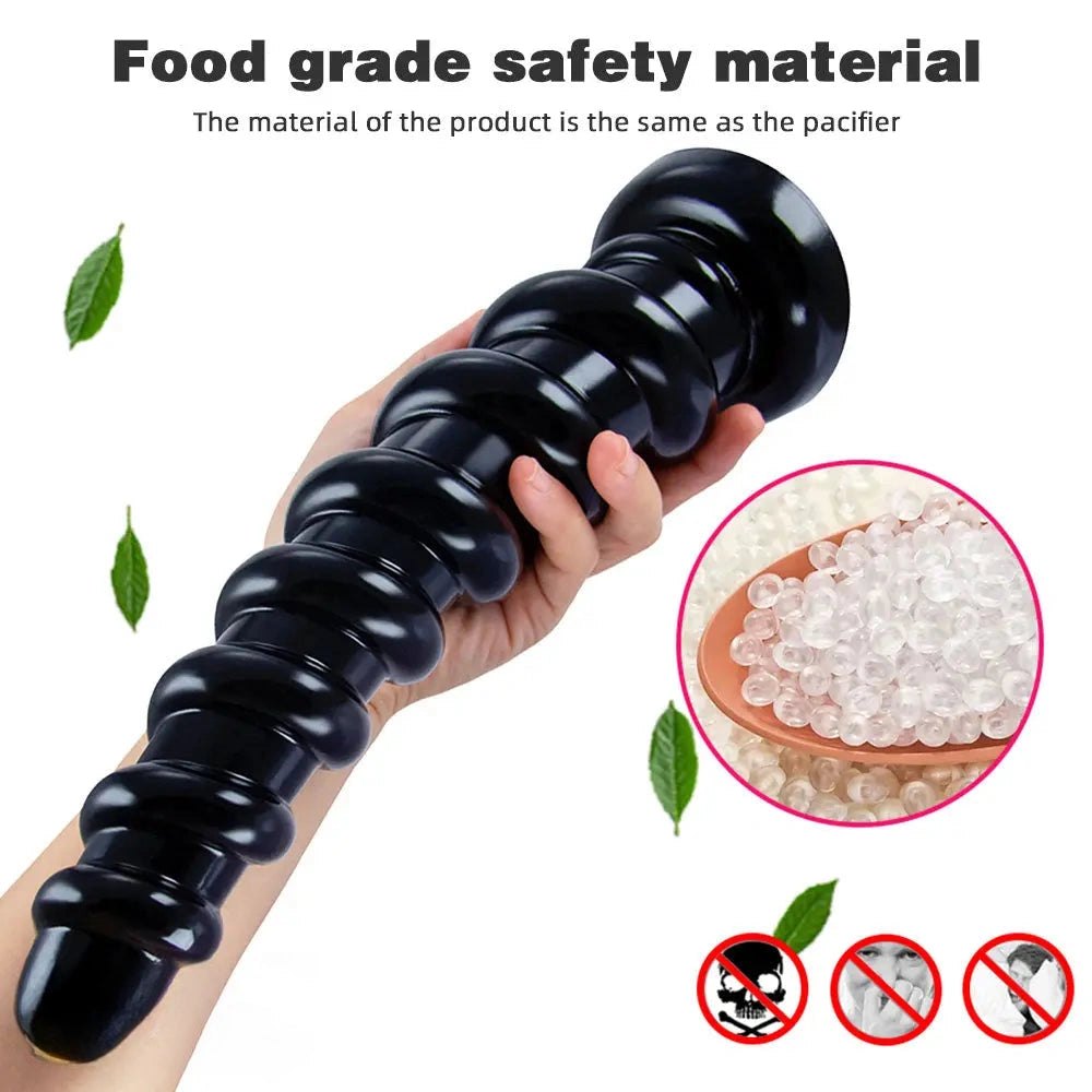 10.8in Ribbed PVC Anal Dildo - Suction Cup Anal Dildo