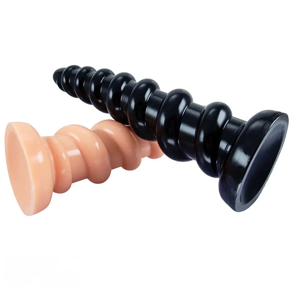 10.8in Ribbed PVC Anal Dildo - Suction Cup Anal Dildo