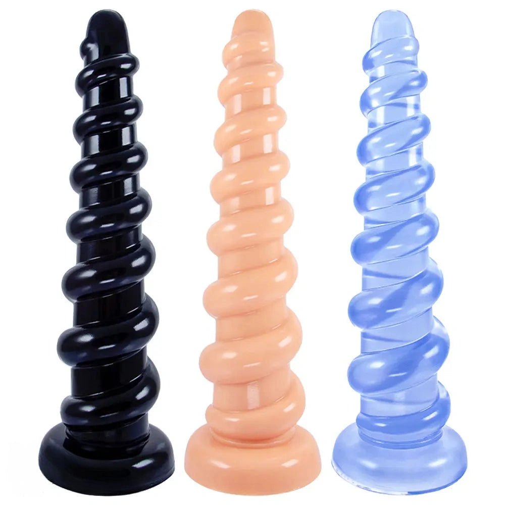 10.8in Ribbed PVC Anal Dildo - Suction Cup Anal Dildo