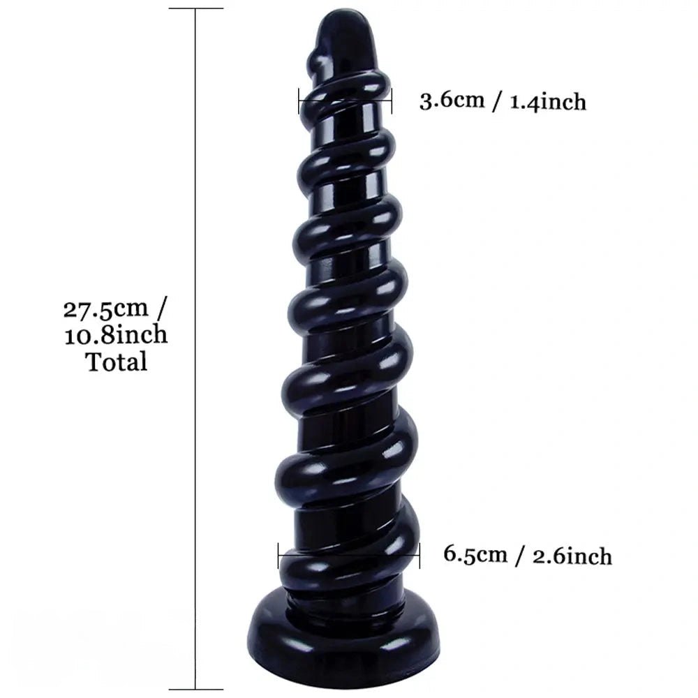 10.8in Ribbed PVC Anal Dildo - Suction Cup Anal Dildo