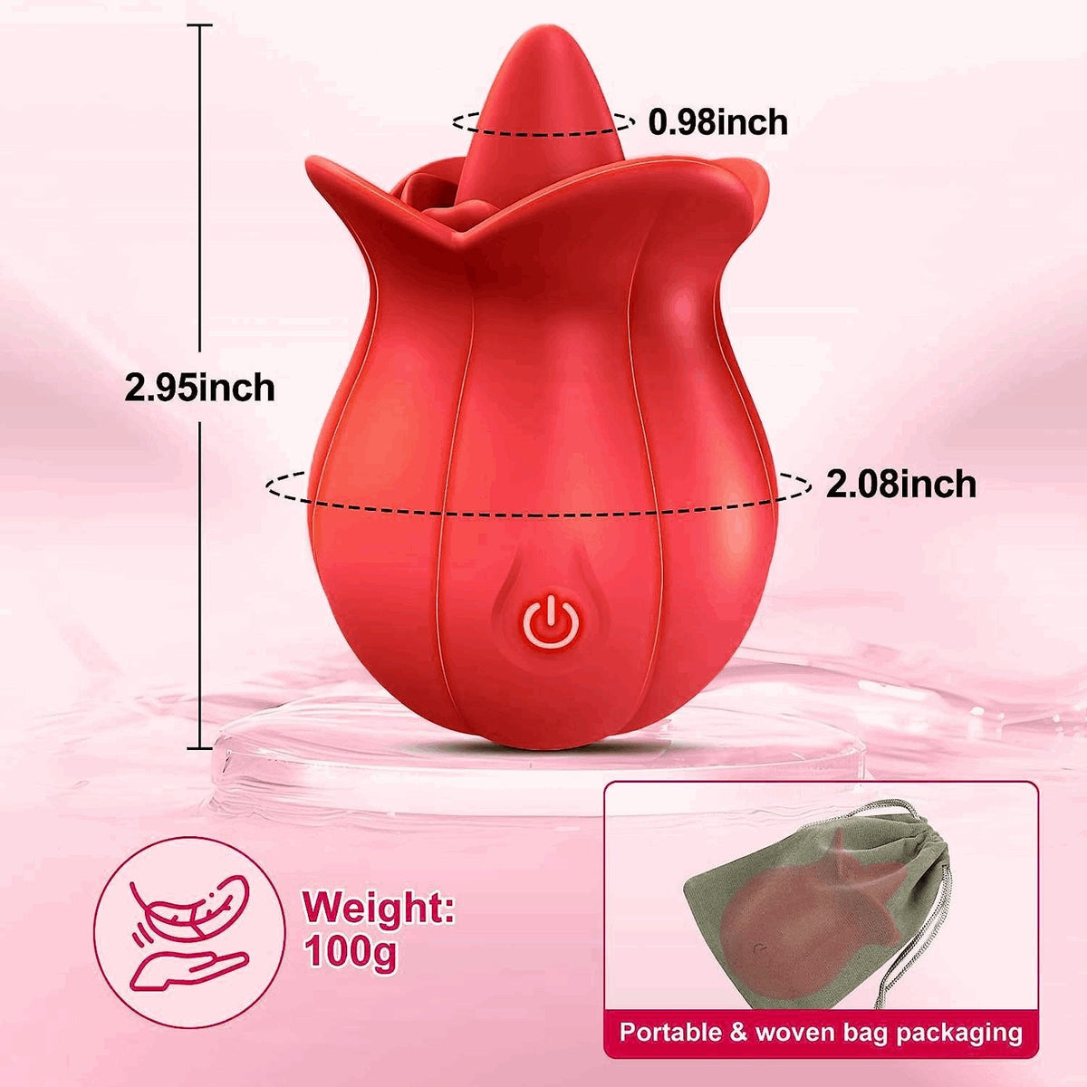10-Speed Rose Tongue Vibrator - Clit Sucking Rose Toy
