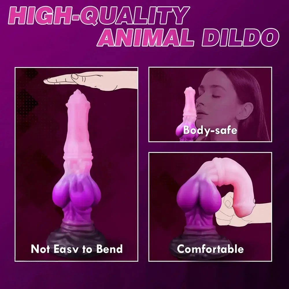 10in Pink Ombre Knot Animal Dildo - Knotted Dog Dildo