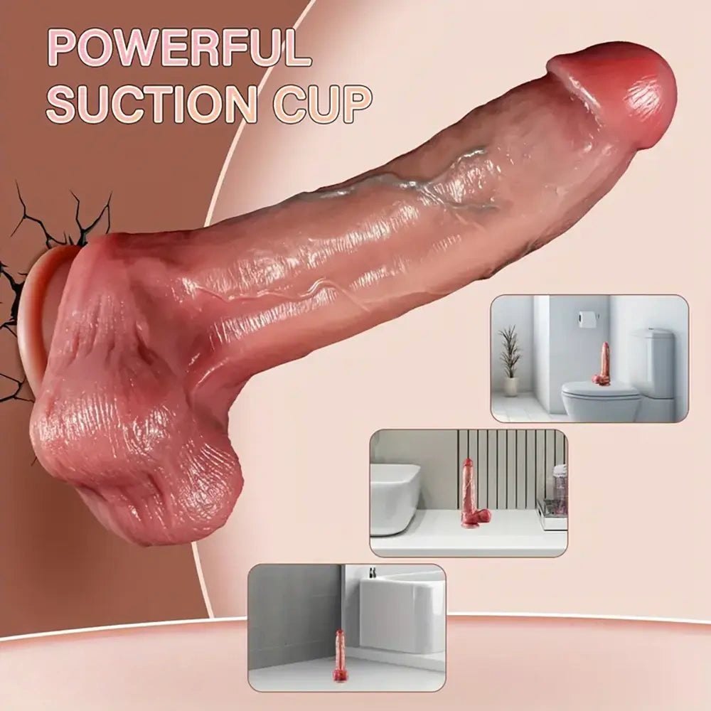 10in Realistic Flesh Suction Dildo - Lifelike Suction Cup Dildo