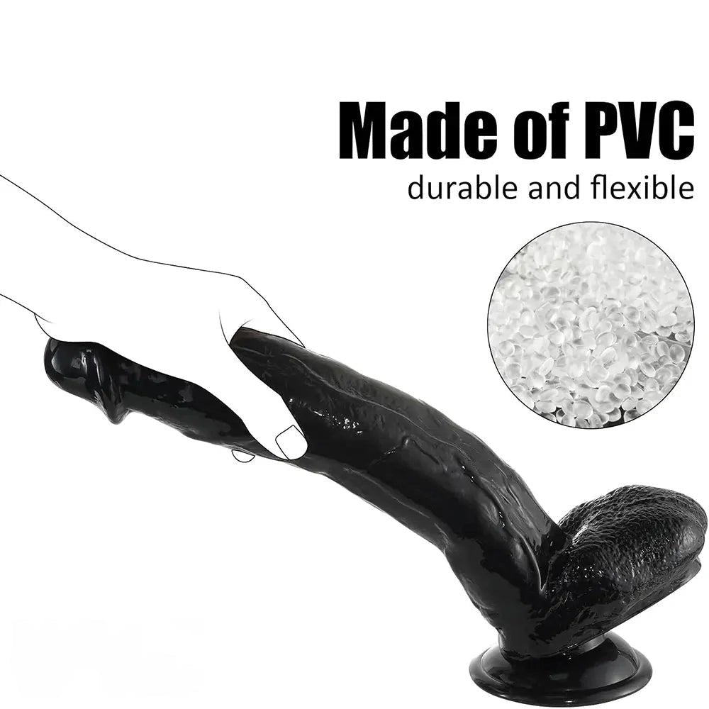 10in Veiny Black Realistic Dildo - Realistic Dildo
