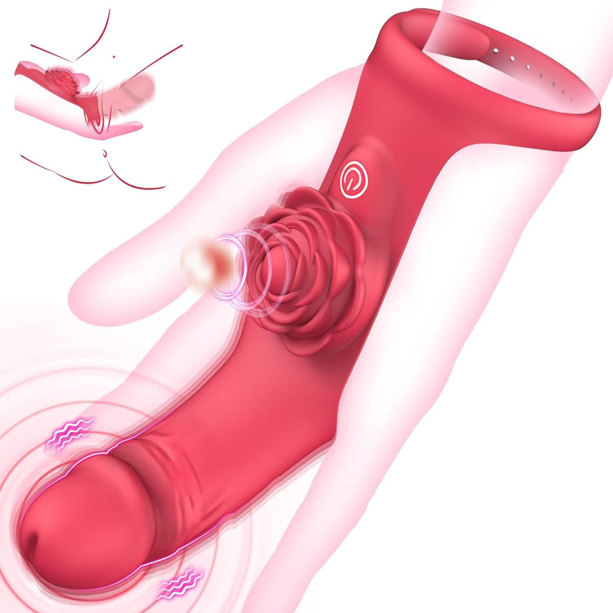2-in-1 Rose Finger Vibrator - G-Spot Finger Stimulator