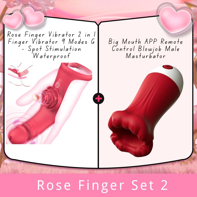 2-in-1 Rose Finger Vibrator - G-Spot Finger Stimulator