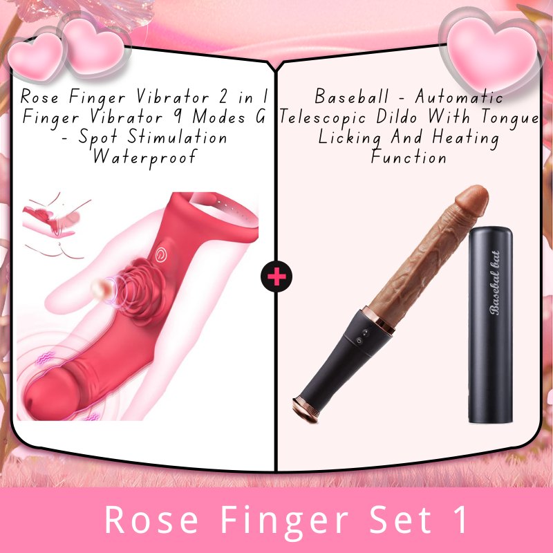 2-in-1 Rose Finger Vibrator - G-Spot Finger Stimulator