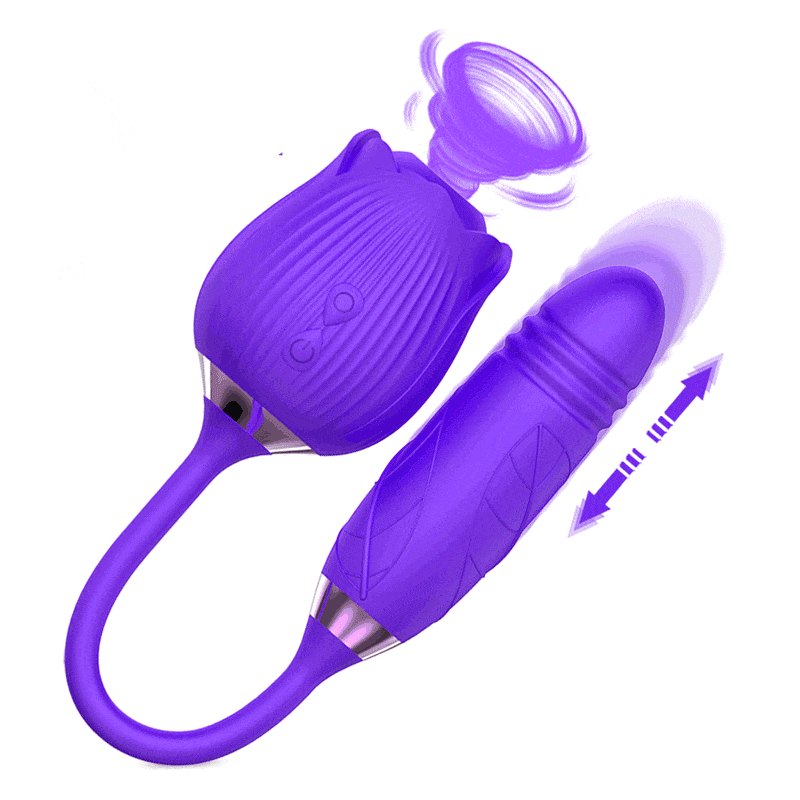 2-in-1 Rose Toy with Vibrating Egg - Clit Sucker