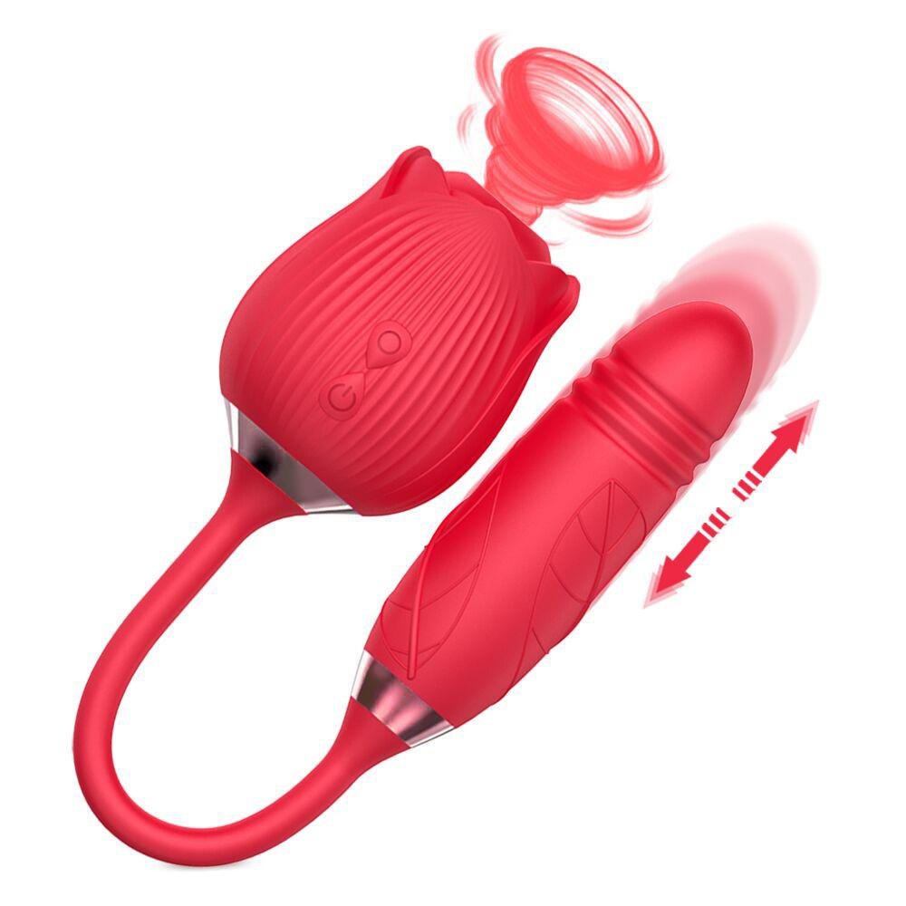 2-in-1 Rose Toy with Vibrating Egg - Clit Sucker