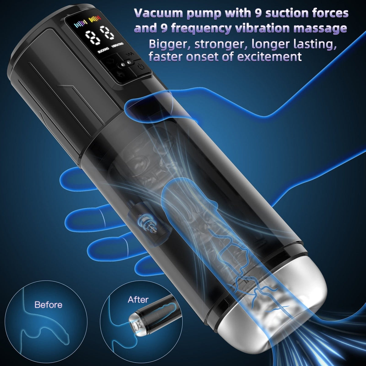 2-in-1 Suction Vibrating Masturbator - Male Masturbator