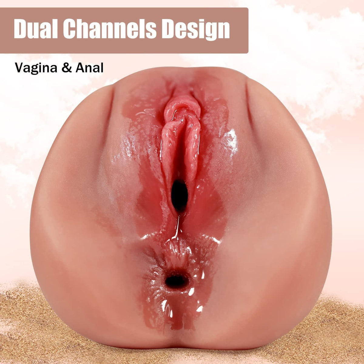 2-in-1 TPE Pocket Pussy Masturbator - Dual Channel Male Stroker