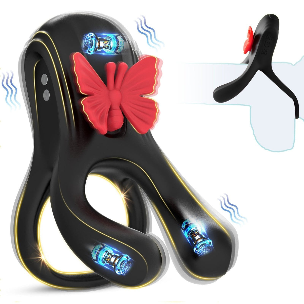 3-in-1 Butterfly Vibrating Cock Ring - Couples Vibrating Ring
