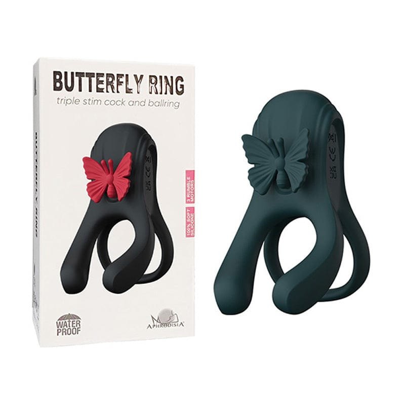 3-in-1 Butterfly Vibrating Cock Ring - Couples Vibrating Ring