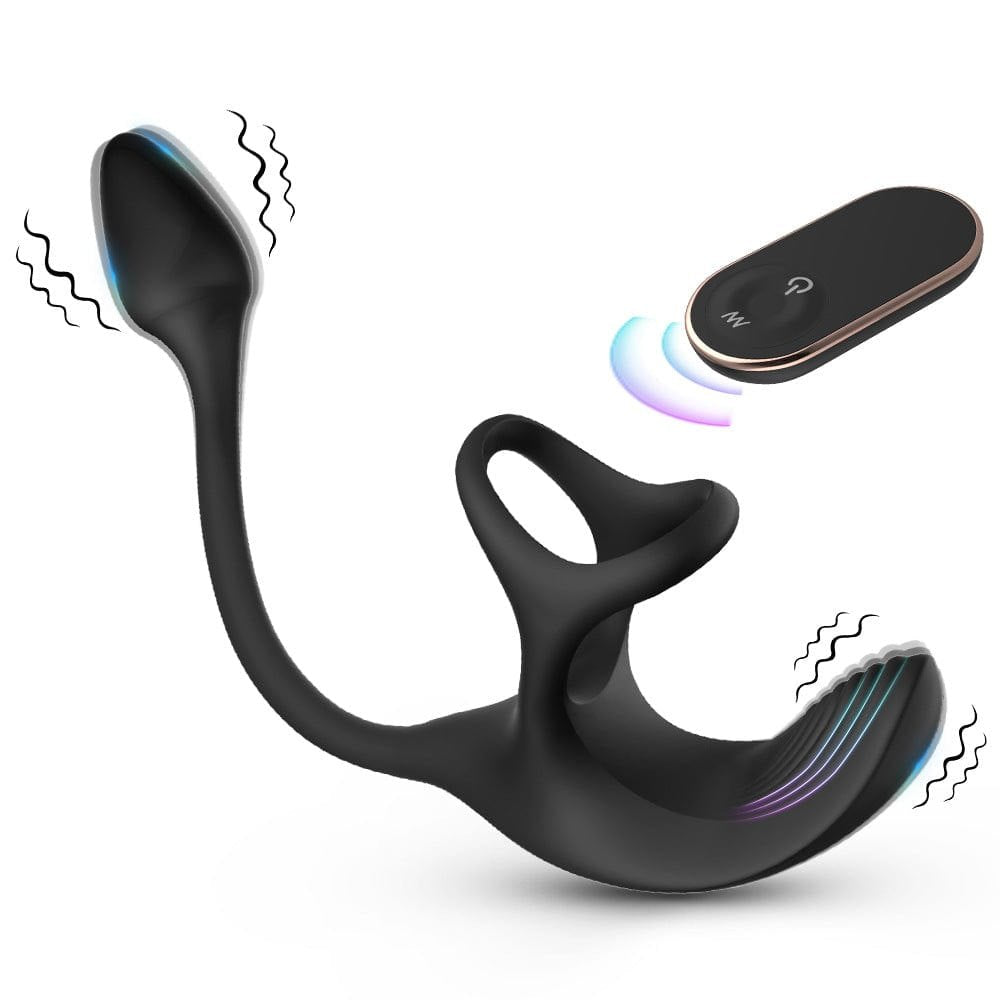 3-in-1 Vibrating Cock Ring - Anal Stimulating Penis Ring