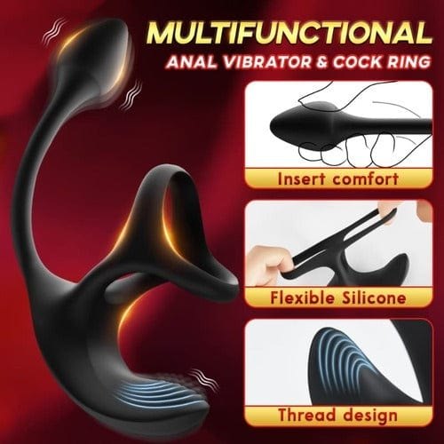 3-in-1 Vibrating Cock Ring - Anal Stimulating Penis Ring