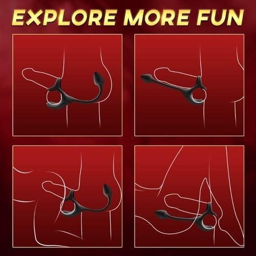 3-in-1 Vibrating Cock Ring - Anal Stimulating Penis Ring