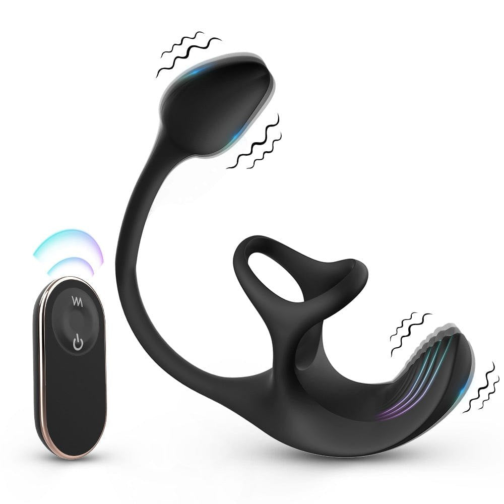 3-in-1 Vibrating Cock Ring - Anal Stimulating Penis Ring