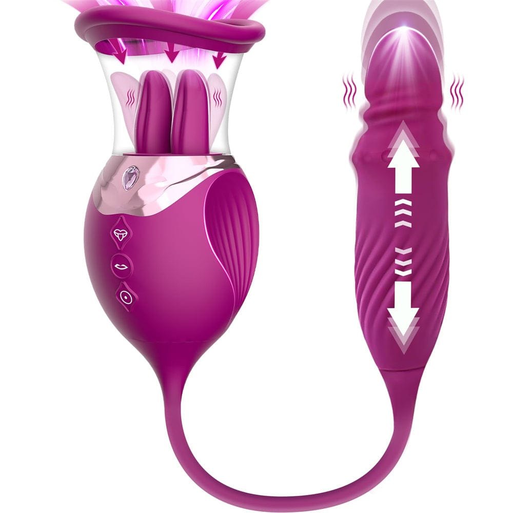 4-in-1 Rose Licking Suction Vibrator - Clitoral Suction Vibrator