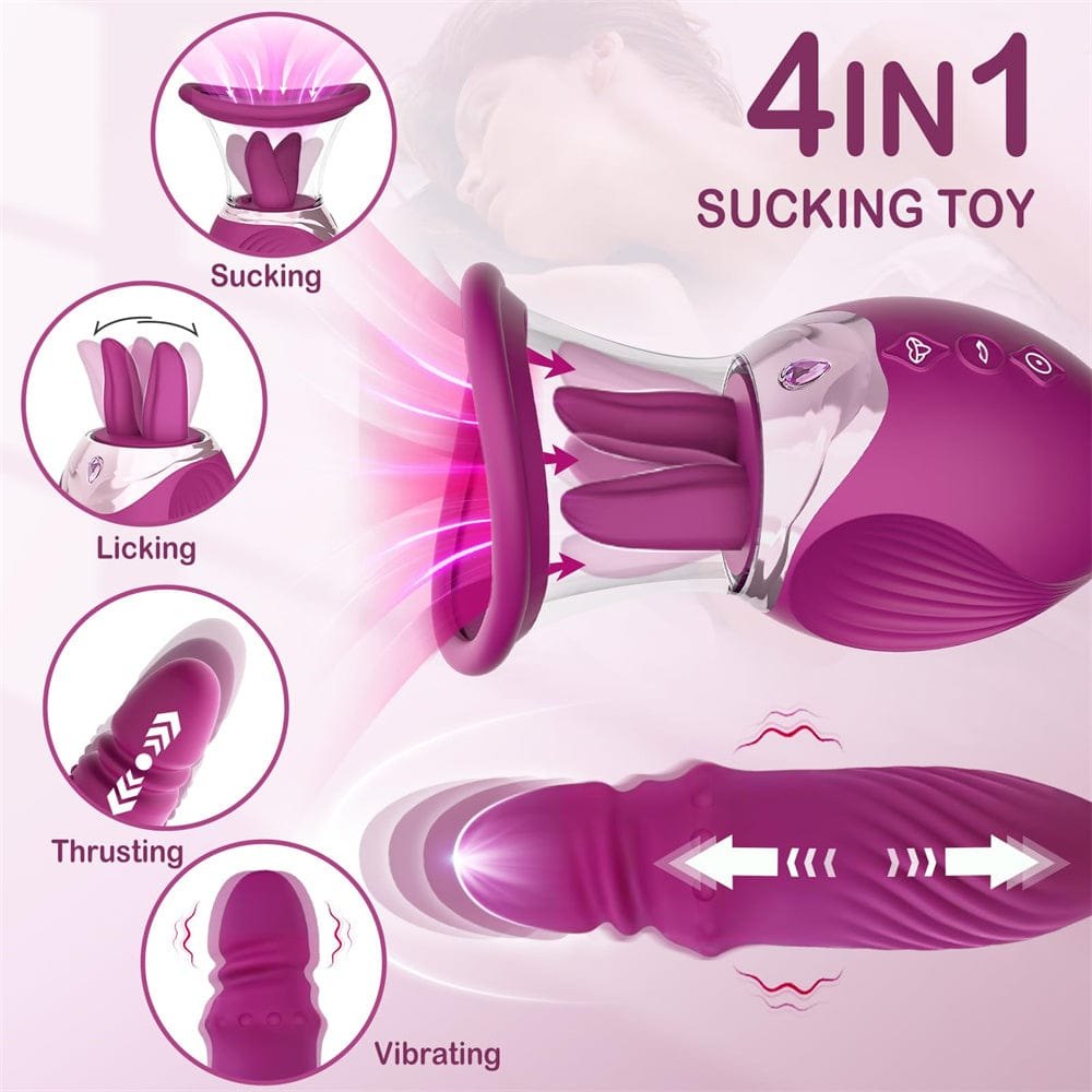 4-in-1 Rose Licking Suction Vibrator - Clitoral Suction Vibrator