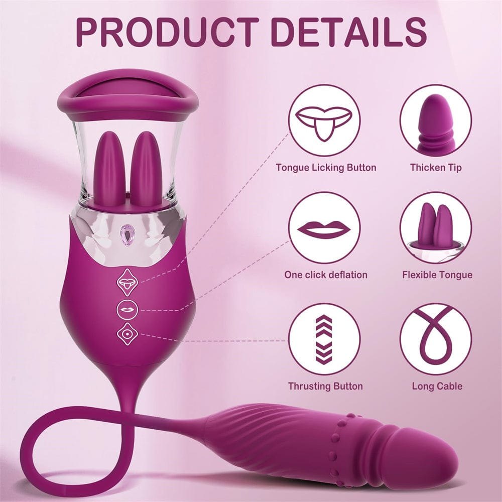 4-in-1 Rose Licking Suction Vibrator - Clitoral Suction Vibrator