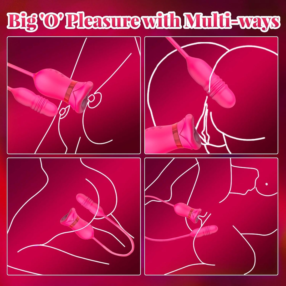 5-in-1 Rose Suction Tongue Vibrator - Clit Sucking Toy