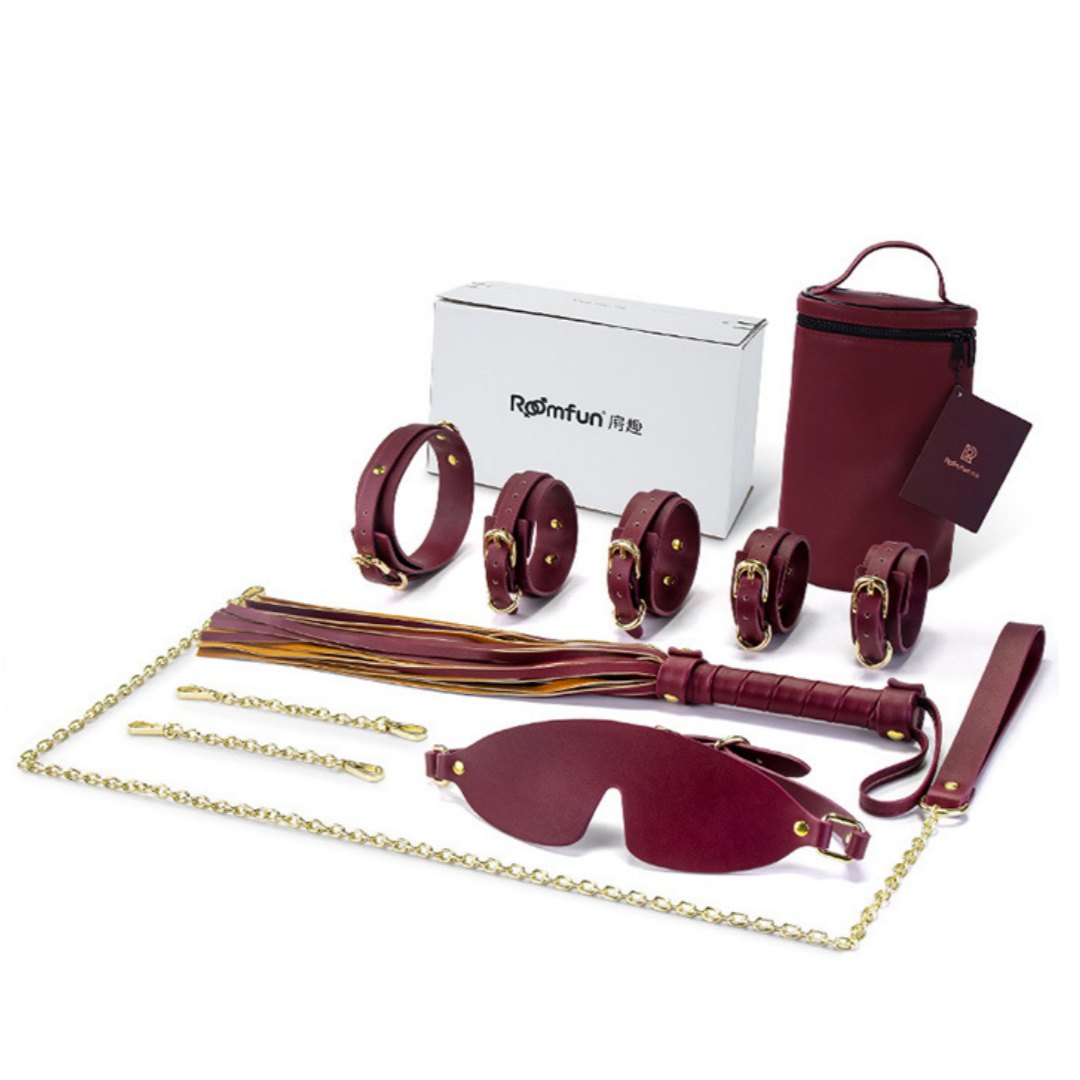 5-Piece Leather Bondage Set - Leather BDSM Restraint Kit