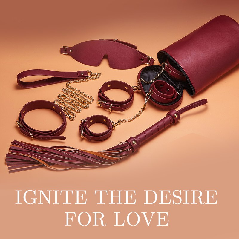 5-Piece Leather Bondage Set - Leather BDSM Restraint Kit