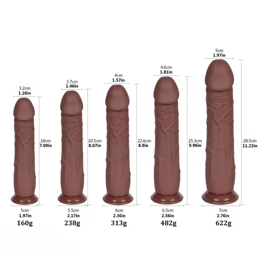 5-Size Brown Realistic Dildo - Big Silicone Dildo