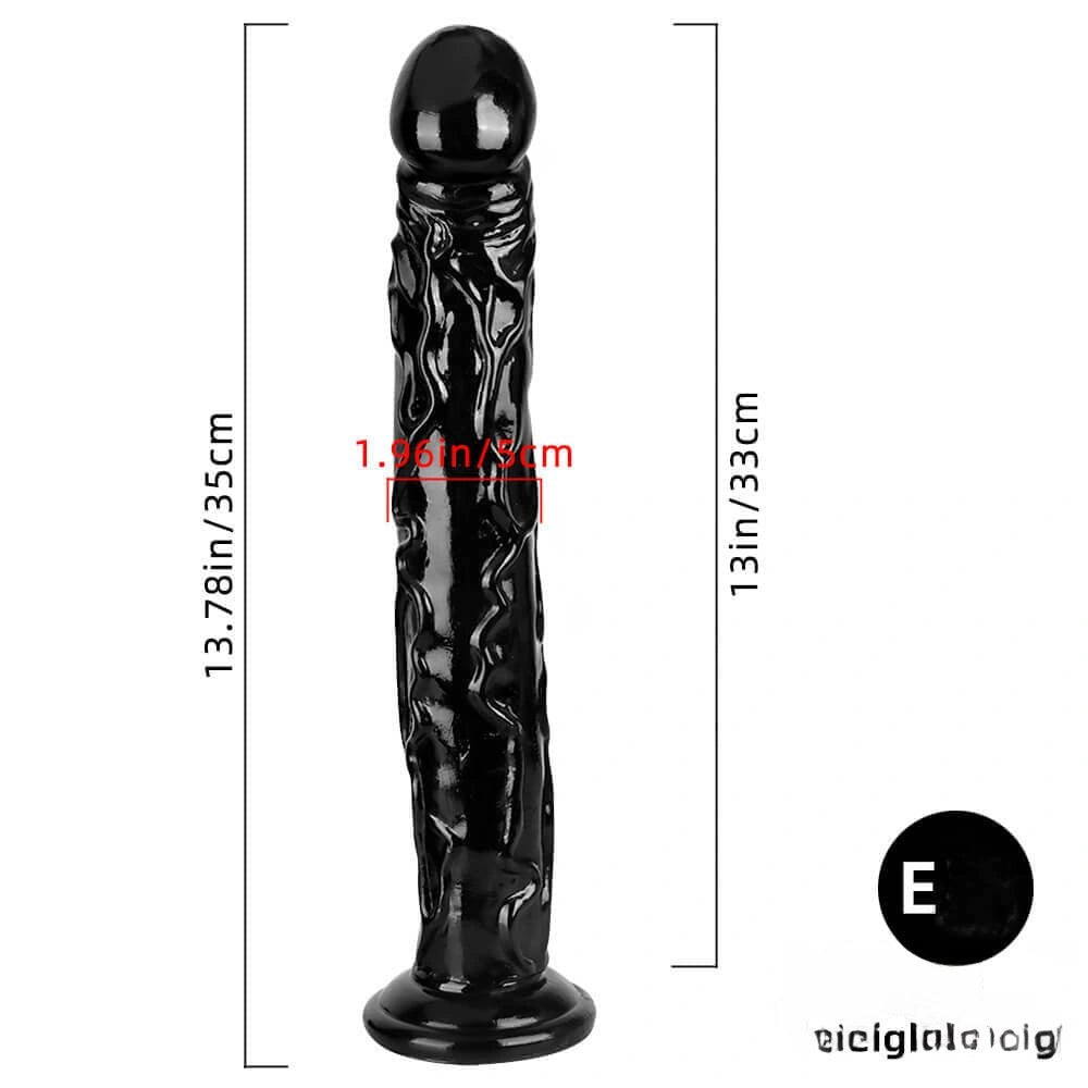 5-Size Lifelike Black Dildo - Realistic PVC Dildo