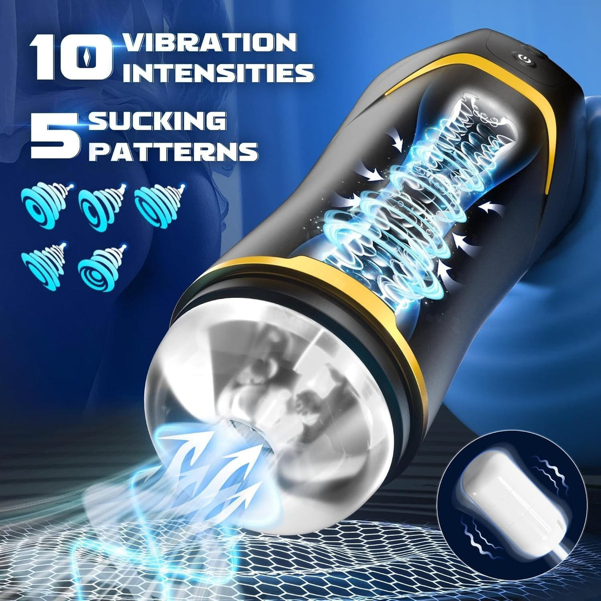 5-Sucking 10-Vibration Masturbator - Male Masturbator Toy