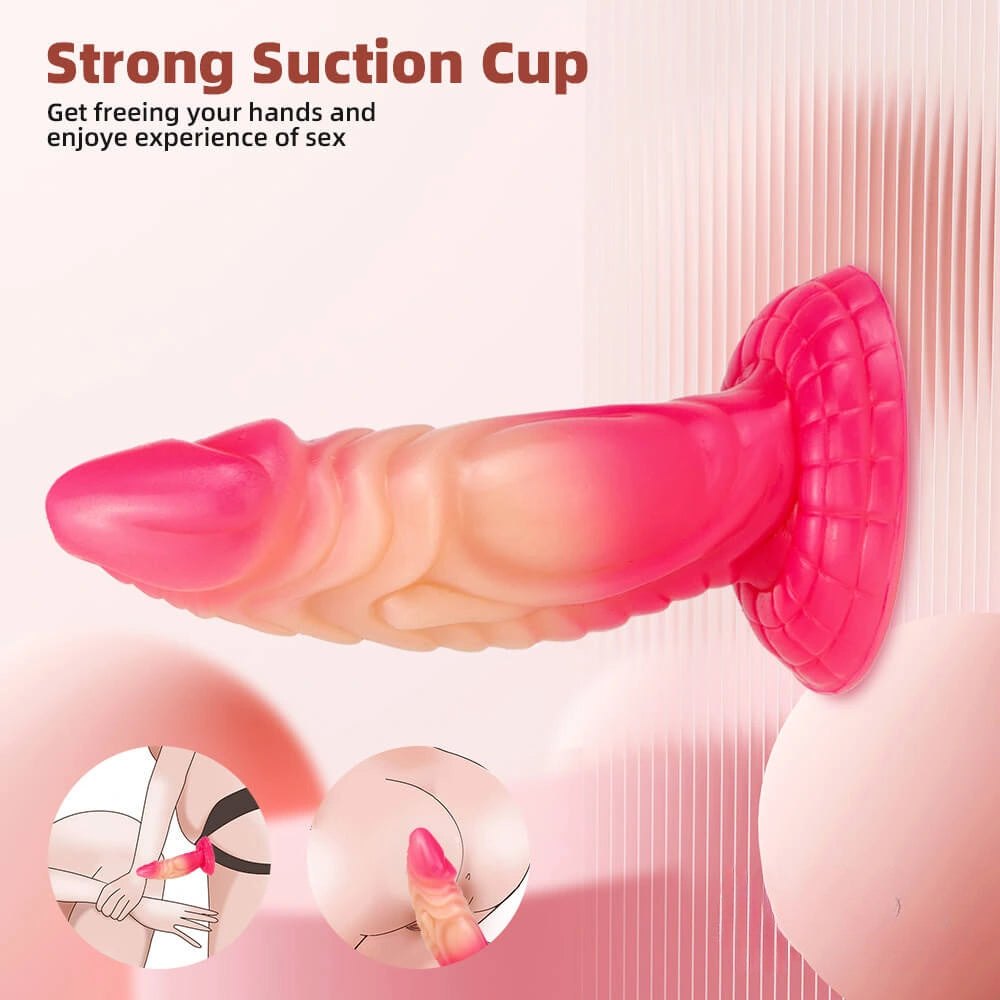 7.87in Ombre Ridged Fantasy Dildo - Suction Base Toy