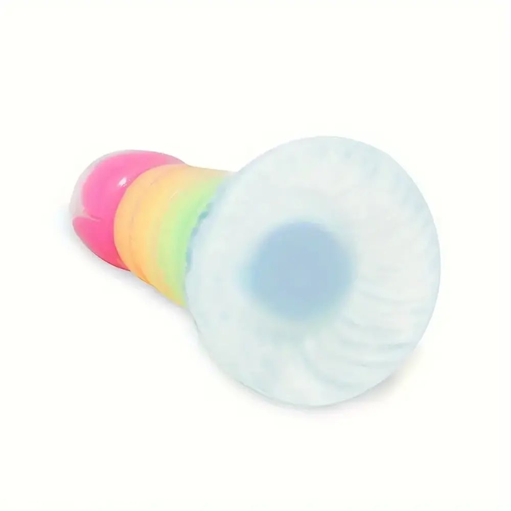7.87in Rainbow Ridged Fantasy Dildo - Suction Base Toy
