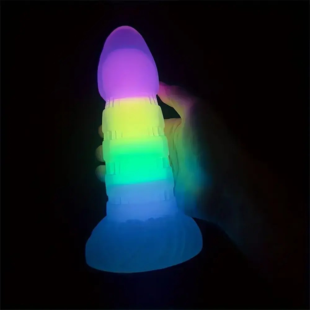 7.87in Rainbow Ridged Fantasy Dildo - Suction Base Toy