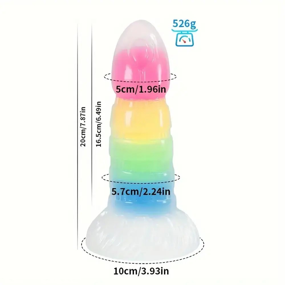 7.87in Rainbow Ridged Fantasy Dildo - Suction Base Toy