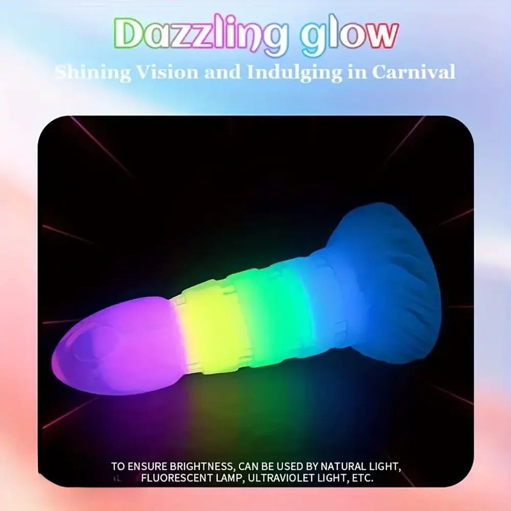 7.87in Rainbow Ridged Fantasy Dildo - Suction Base Toy
