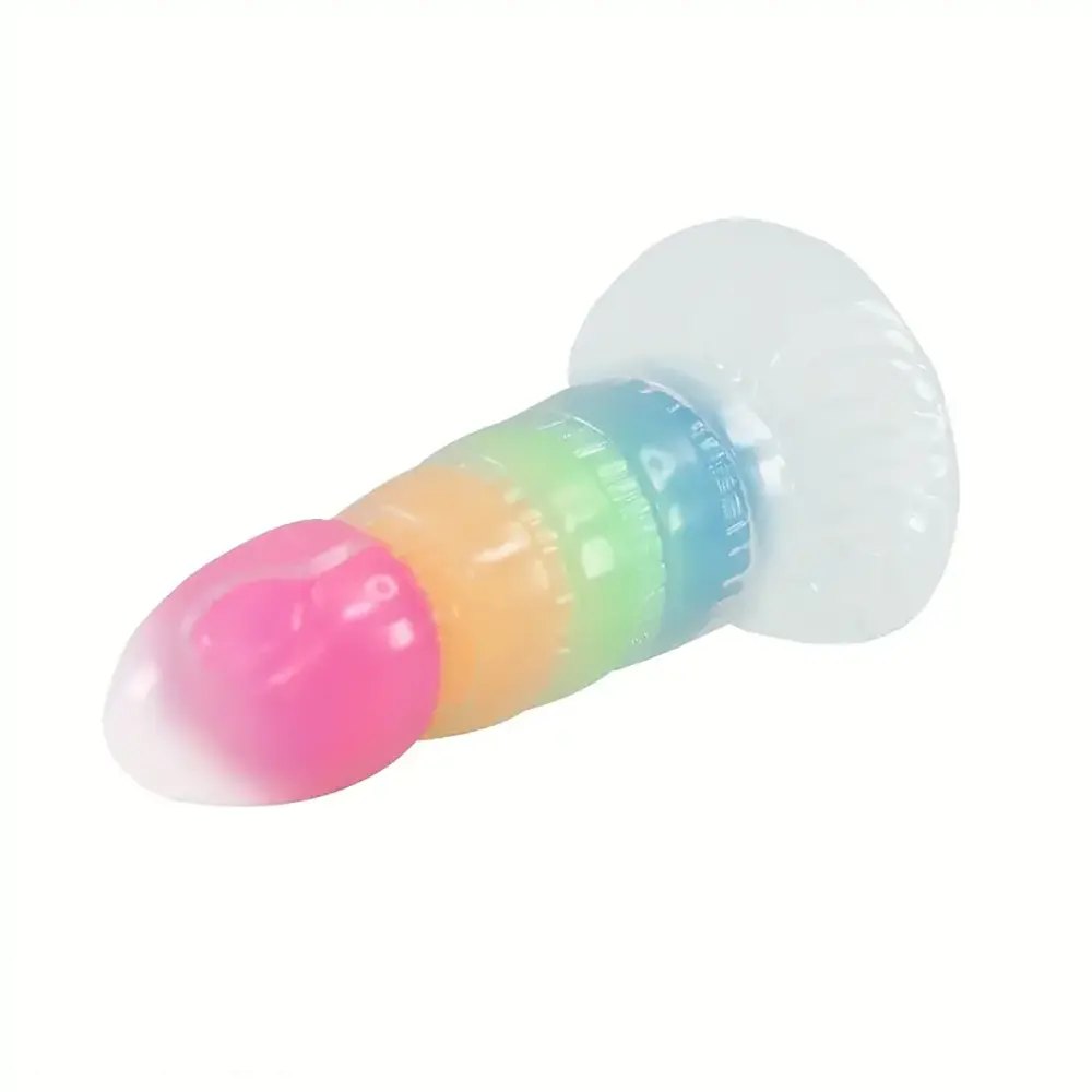 7.87in Rainbow Ridged Fantasy Dildo - Suction Base Toy