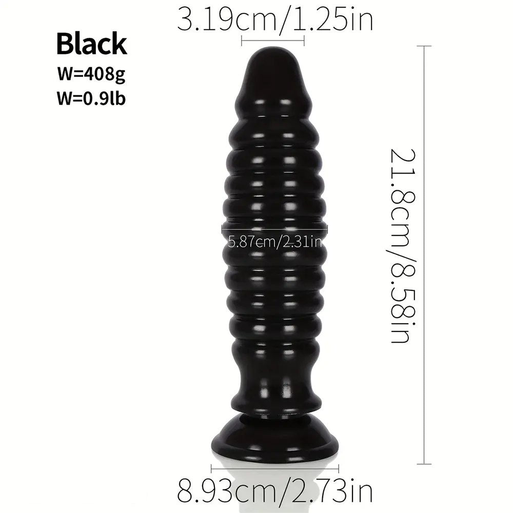 8.58in Ribbed PVC Anal Plug - Suction Cup Anal Plug