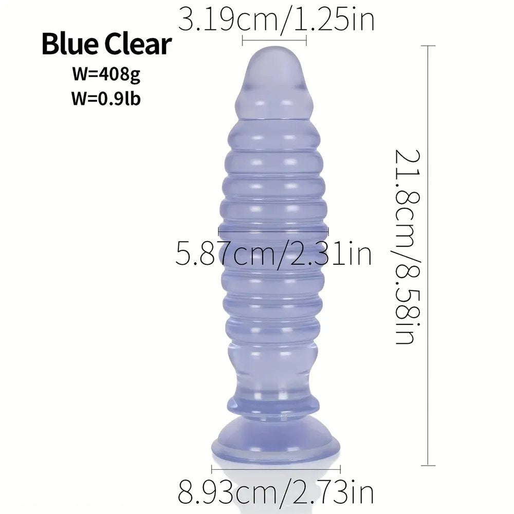 8.58in Ribbed PVC Anal Plug - Suction Cup Anal Plug