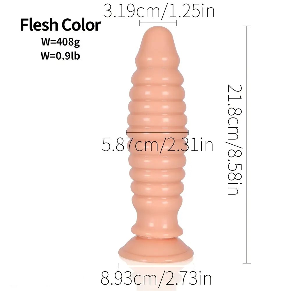 8.58in Ribbed PVC Anal Plug - Suction Cup Anal Plug