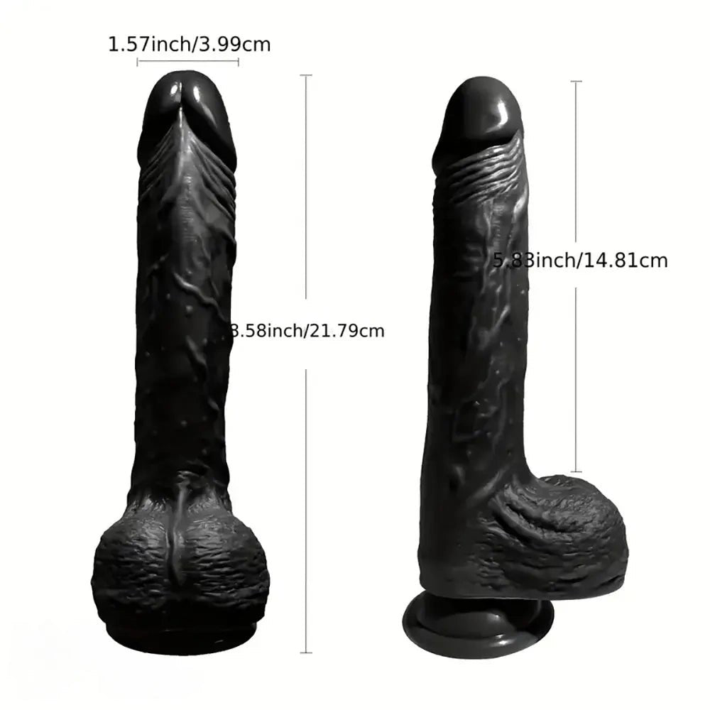 8.58in Slim Black Silicone Dildo - Slim Realistic Dildo
