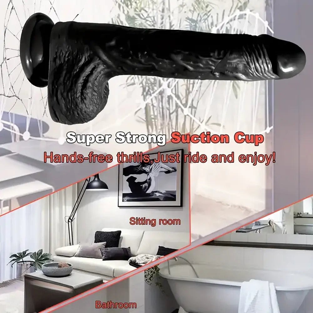 8.58in Slim Black Silicone Dildo - Slim Realistic Dildo