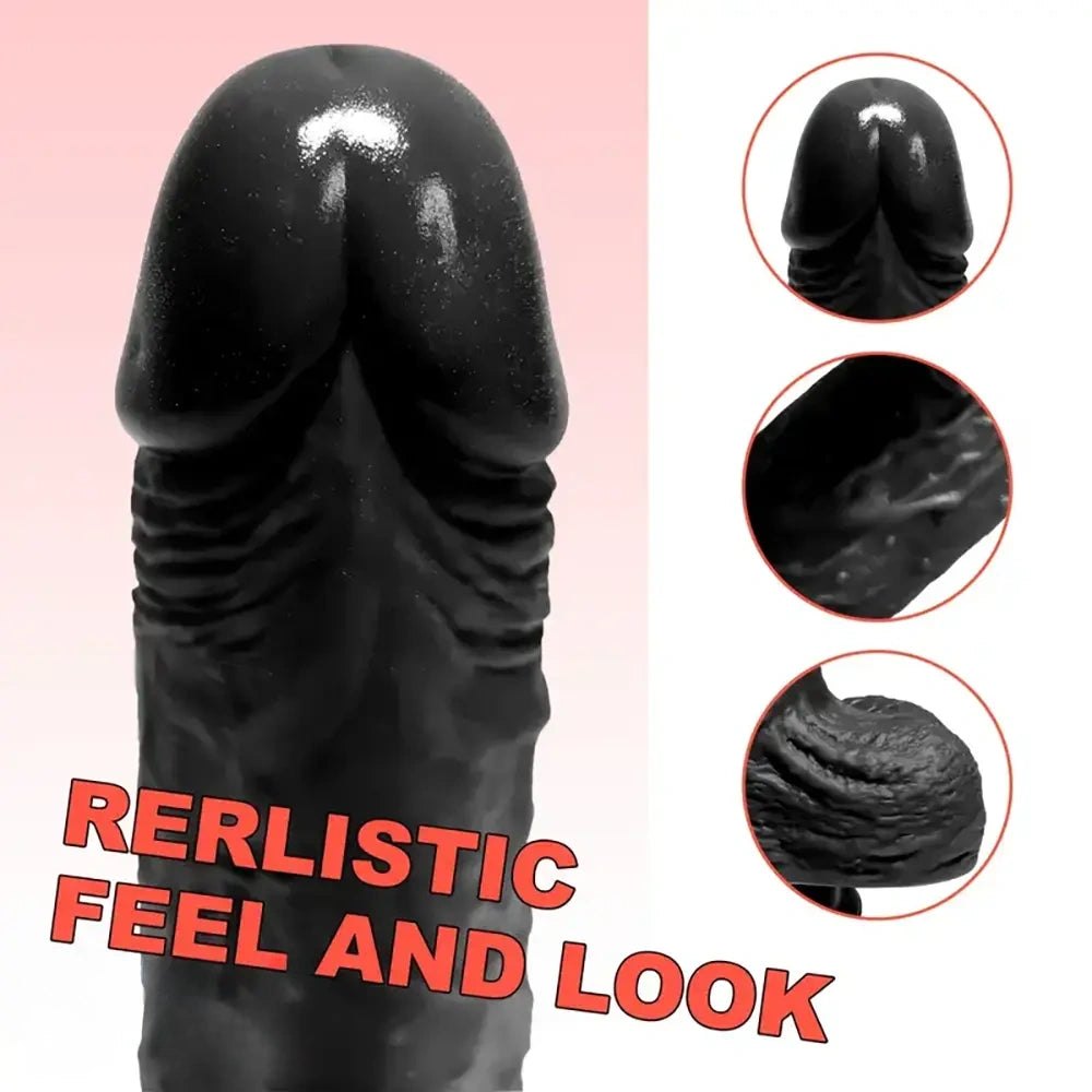 8.58in Slim Black Silicone Dildo - Slim Realistic Dildo