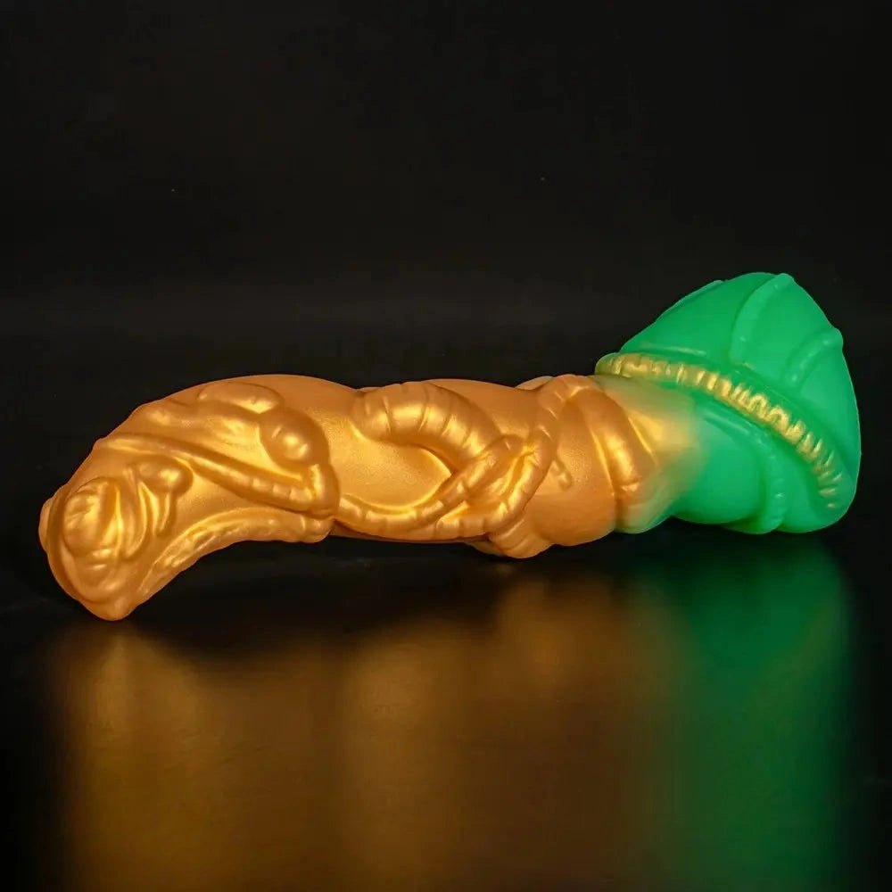 8.66in Golden Alien Ridged Dildo - Fantasy Creature Dildo