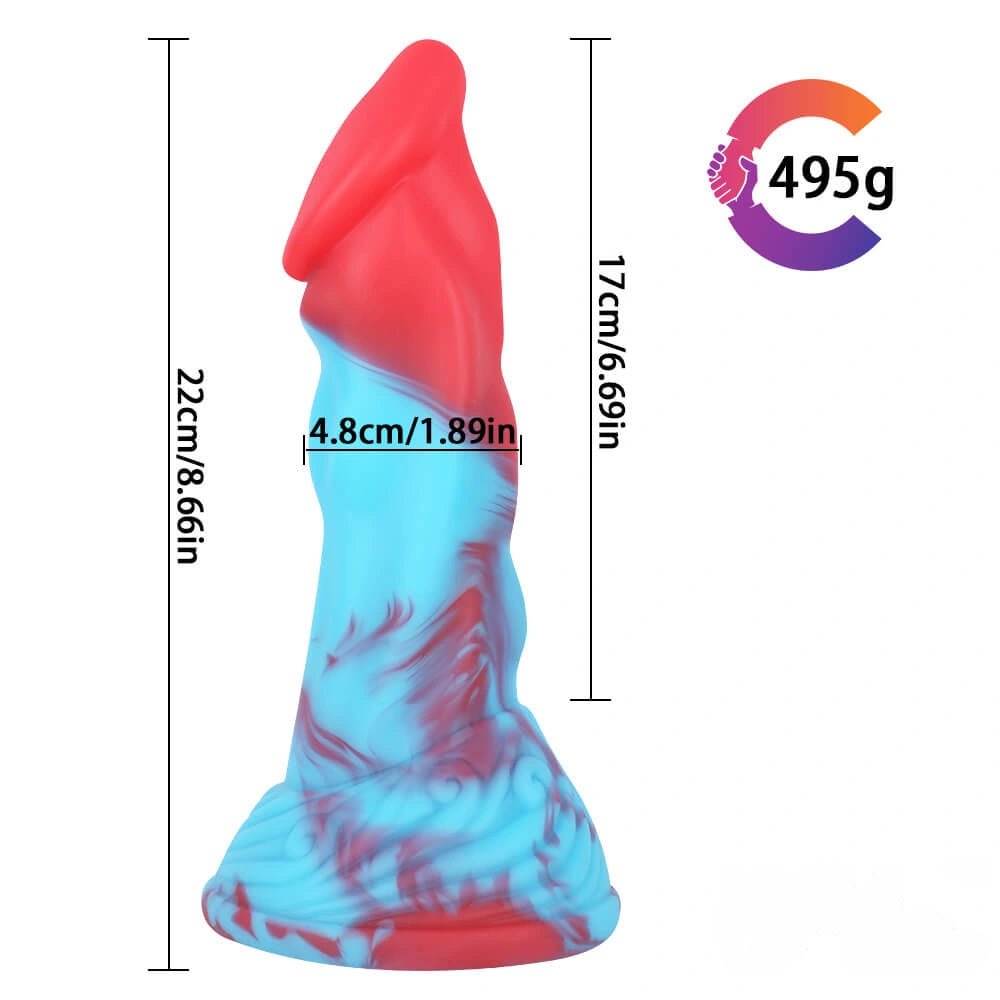8.66in Multicolor Suction Dildo - Fantasy Silicone Dildo