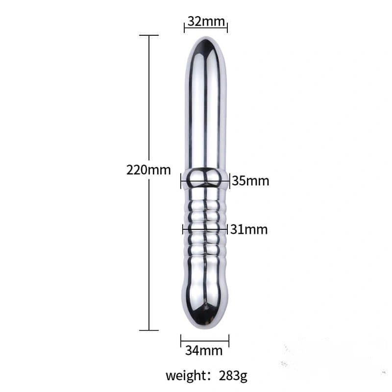 8.66in Aluminum Alloy Metal Dildo - Silver Metal Wand Dildo