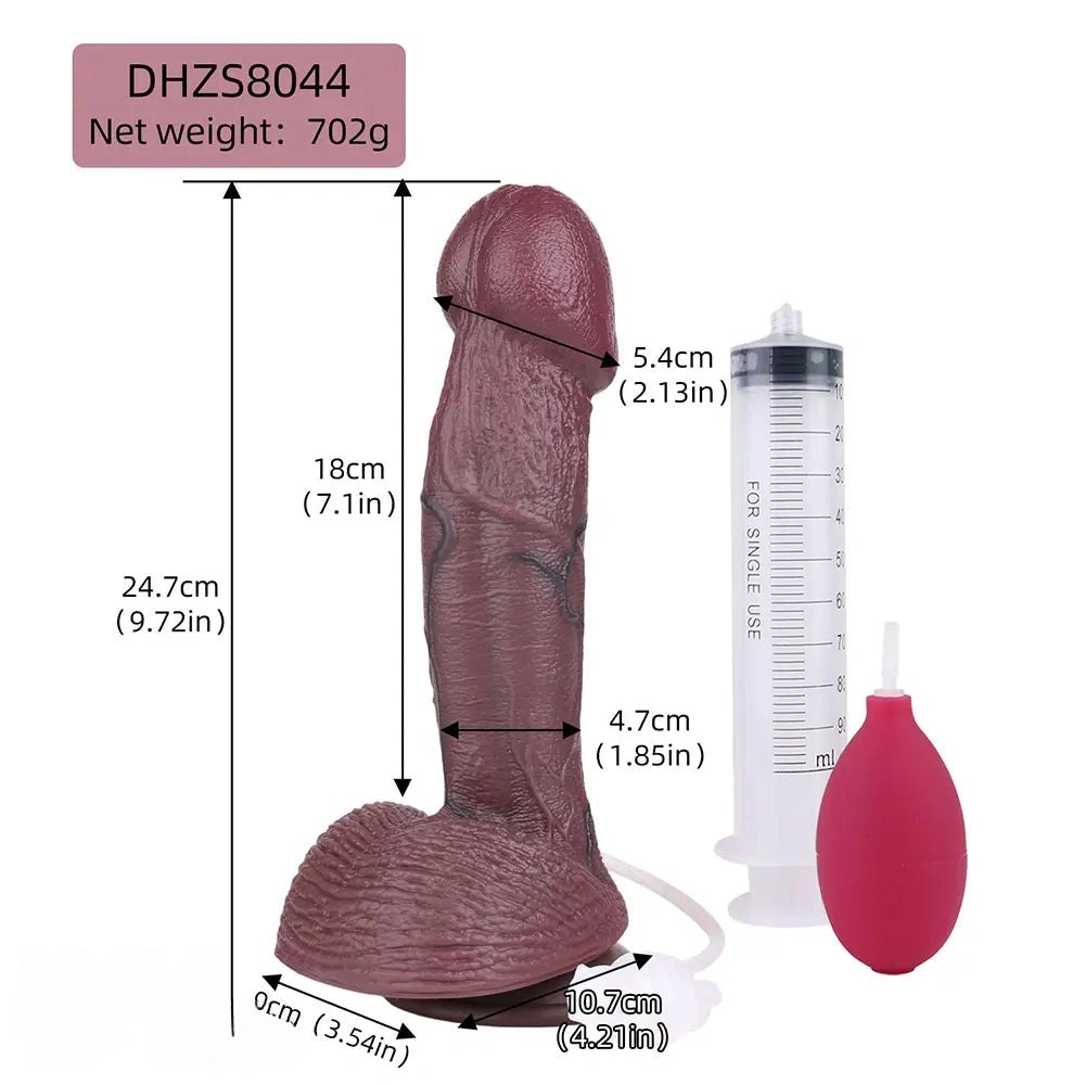 9.72in Manual Squirting Silicone Dildo - Realistic Dildo